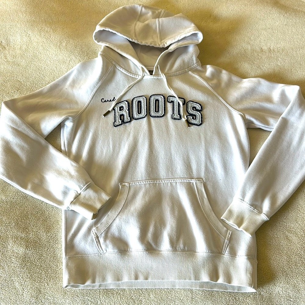 Roots White Hoodie/ Sweater with Hood - Women’s Extra Small